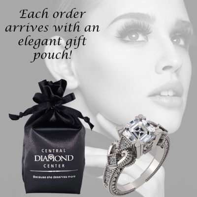 NANA Jewels Asscher Cut Engagement Ring, Pure Brilliance Cubic Zirconia in Sterling Silver, Solid 10k or 14k Gold