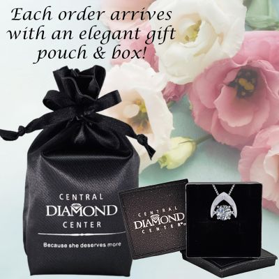 NANA Omega Dancing Stone Necklace Sterling Silver &amp; Pure Brilliance CZ with 0.8mm 22&quot; Adj Box Chain
