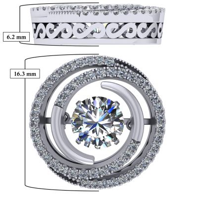 Central Diamond Center Circle Swirl Dancing Stone Dangle Earrings or Necklace in Sterling Silver w/ Pure Brilliance Zirconia