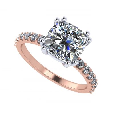 Cushion Cut Solitaire CZ Engagement Ring made in 14K Solid Gold w/Pure Brilliance Zirconia 1.50ct-3.00ct