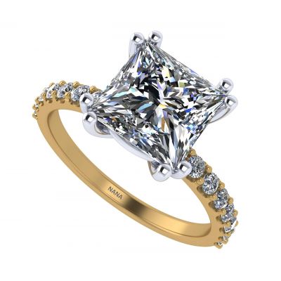 Princess Cut Solitaire CZ Engagement Ring made in 14K Solid Gold w/Pure Brilliance Zirconia 1.50ct-3.00ct