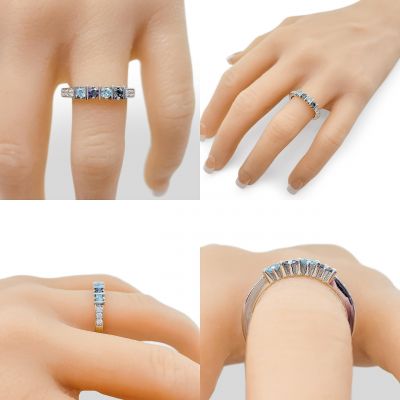 NANA Jewels Straight Bar with side CZs Mother&#039;s Ring with 1 to 6 Birthstones in Sterling Silver, 10k or 14k White, Yellow or Rose Gold