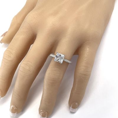 Central Diamond Center VOUS Solitaire Engagement Rings w/Sides Series in Solid Sterling Silver with Pure Brilliance Zirconia
