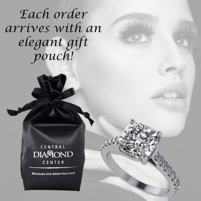 Central Diamond Center VOUS Solitaire Engagement Rings w/Sides Series in Solid Sterling Silver with Pure Brilliance Zirconia
