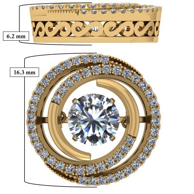 Central Diamond Center Circle Swirl Dancing Stone Dangle Earrings or Necklace in Sterling Silver w/ Pure Brilliance Zirconia