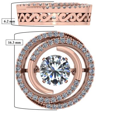 Central Diamond Center Circle Swirl Dancing Stone Dangle Earrings or Necklace in Sterling Silver w/ Pure Brilliance Zirconia