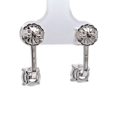 Earring Jackets with Cubic Zirconia – Sterling Silver, Adjustable Drop Design – 1.50 CTW (5.25mm &amp; 6.50mm Stones)