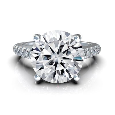 Central Diamond Center VOUS Solitaire Engagement Rings w/Sides Series in Solid Sterling Silver with Pure Brilliance Zirconia