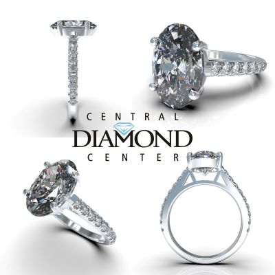 Central Diamond Center VOUS Solitaire Engagement Rings w/Sides Series in Solid Sterling Silver with Pure Brilliance Zirconia