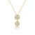 Round Double Halo Dancing Stone Necklace w/Swarovski Zirconia in Gold Plated Sterling Silver