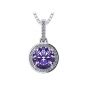 NANA Jewels Customizable Halo Birthstone Solitaire Necklace, 925 Sterling Silver w/ Pure Brilliance Zirconia, Hypoallergenic