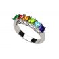 NANA  Asscher Cut Lucita Style 1 to 7 Birthstones - Mother&#039;s Birthstone Ring in Sterling Silver, 10k or 14k Gold