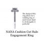NANA Jewels NANA Sterling Silver Pure Brilliance Zirconia Cushion Cut Halo Engagement Ring 7mm center