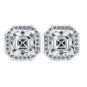 Asscher Cut Halo Stud Earring in Sterling Silver Pure Brilliance Zirconia, 14K Solid Gold Double Notched Post