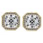 Asscher Cut Halo Stud Earring in Sterling Silver Pure Brilliance Zirconia, 14K Solid Gold Double Notched Post