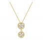 Round Double Halo Dancing Stone Necklace w/Pure Brilliance Zirconia in Gold Plated Sterling Silver