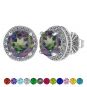 Customizable Halo Birthstone Stud Earrings, Solid 925 Sterling Silver w/Pure Brilliance Zirconia - Hypoallergenic