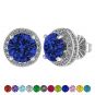 Customizable Halo Birthstone Stud Earrings, Solid 925 Sterling Silver w/Pure Brilliance Zirconia - Hypoallergenic