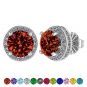 Customizable Halo Birthstone Stud Earrings, Solid 925 Sterling Silver w/Pure Brilliance Zirconia - Hypoallergenic