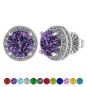 Customizable Halo Birthstone Stud Earrings, Solid 925 Sterling Silver w/Pure Brilliance Zirconia - Hypoallergenic