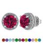 Customizable Halo Birthstone Stud Earrings, Solid 925 Sterling Silver w/Pure Brilliance Zirconia - Hypoallergenic