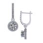 Customizable Halo Birthstone Dangle Earrings w/ Pure Brilliance Zirconia Accent Stones in Sterling Silver