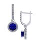 Customizable Halo Birthstone Dangle Earrings w/ Pure Brilliance Zirconia Accent Stones in Sterling Silver