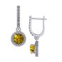 Customizable Halo Birthstone Dangle Earrings w/ Pure Brilliance Zirconia Accent Stones in Sterling Silver