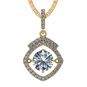 Square Halo Dancing Stone Necklace w/Pure Brilliance Zirconia in Gold Plated Sterling Silver
