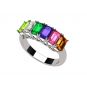 NANA Jewels Emerald Cut Lucita Style 1 to 7 Birthstones - Mother&#039;s Birthstone Ring in Sterling Silver, 10k or 14k Gold