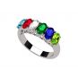 NANA Jewels Oval Cut Lucita Style 1 to 7 Birthstones - Mother&#039;s Birthstone Ring in Sterling Silver, Solid 10k or 14k Gold