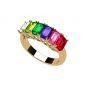 NANA Jewels Emerald Cut Lucita Style 1 to 7 Birthstones - Mother&#039;s Birthstone Ring in Sterling Silver, 10k or 14k Gold