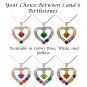 Mother &amp; Child Heart Birthstone Necklaces w/ 1 to 6 Stones in Sterling Silver, 10K, or 14K Gold