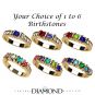 NANA Jewels S-Bar with side CZs Mother&#039;s Ring with 1 to 6 Birthstones in Sterling Silver, 10k or 14k White, Yellow or Rose Gold