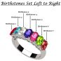 NANA Jewels Oval Cut Lucita Style 1 to 7 Birthstones - Mother&#039;s Birthstone Ring in Sterling Silver, Solid 10k or 14k Gold