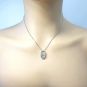 Double Oval Dancing Stone Necklace Pendant in Sterling Silver made w/Pure Brilliance Zirconia