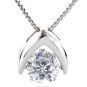 NANA Omega Dancing Stone Necklace Sterling Silver &amp; Pure Brilliance CZ with 0.8mm 22&quot; Adj Box Chain