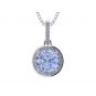 1.00ct Pure Brilliance Zirconia Simulated Aquamarine Halo Necklace in Gold Plated Sterling Silver