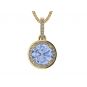 1.00ct Pure Brilliance Zirconia Simulated Aquamarine Halo Necklace in Gold Plated Sterling Silver