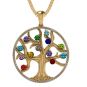 NANA Jewels Tree of Life Mother&#039;s Pendant with a CZ Bezel 1-13 Stones w/1mm 22&quot; Adj. Box Chain, in Sterling Silver, Solid 10K or 14K Gold