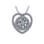 NANA Jewels Sterling Silver &amp; CZ Heart &amp; Circle Dancing Diamond Pendant with a 22&quot; Adjustable Box Chain