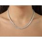 Sterling Silver &amp; CZ 4 prongs Tennis Necklace, 18&quot;, White, Yellow or Rose Gold Plated