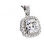 NANA Sterling Silver 7mm center Cushion Cut Halo Pendant with 22&quot; Adjustable Box Chain