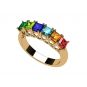 NANA Jewels Princess Cut Lucita Style 1 to 7 Birthstones - Mother&#039;s Birthstone Ring in Sterling Silver, Solid 10k or 14k Gold