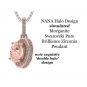 1.00ct Pure Brilliance Zirconia Simulated Morganite Halo Necklace in Gold Plated Sterling Silver