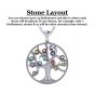 NANA Jewels Tree of Life Mother&#039;s Pendant with a CZ Bezel 1-13 Stones w/1mm 22&quot; Adj. Box Chain, in Sterling Silver, Solid 10K or 14K Gold