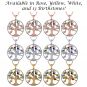 NANA Jewels Tree of Life Mother&#039;s Pendant with a CZ Bezel 1-13 Stones w/1mm 22&quot; Adj. Box Chain, in Sterling Silver, Solid 10K or 14K Gold