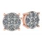 Diamond Stud Earrings 9stone Cluster 14kt Gold-Lab Created Diamonds-1 carat to 4 carat total weight look