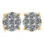 Diamond Stud Earrings 9stone Cluster 14kt Gold-Lab Created Diamonds-1 carat to 4 carat total weight look