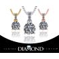 NANA Jewels 3 Prong Round Solitaire Diamond Necklace Simulate Diamond, Sterling Silver- Pure Brilliance Zirconia 6.5mm, 7.5mm or 8.0mm